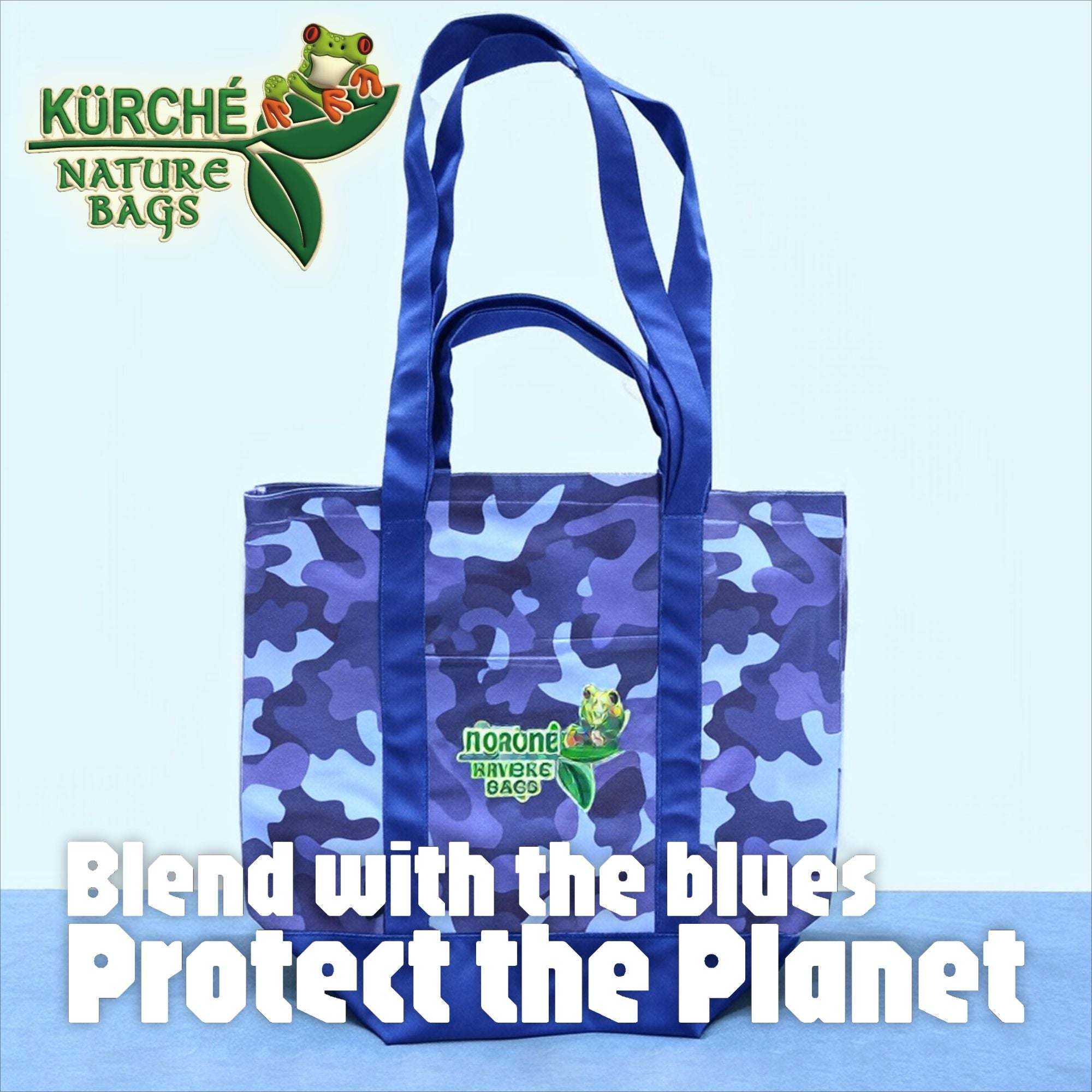 KÜRCHÉ Nature Bag Tote – Nautical Blue Camo Reusable Canvas Carryall