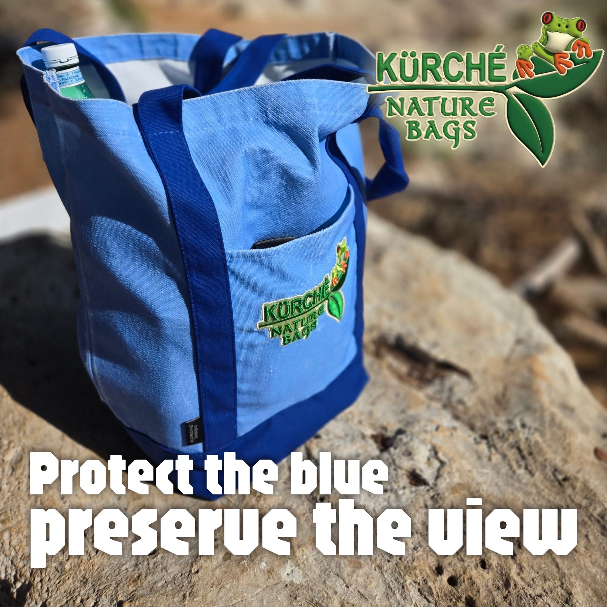 KÜRCHÉ Nature Bag Tote – Nautical Blue Reusable Canvas Carryall
