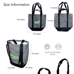 Kürché Nature Bags Midnight Black tote size information showing dimensions and strap length for hand and shoulder carry