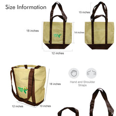 Natural Linen Kurche Nature Bags canvas tote size diagram showing dimensions and hand/shoulder strap options