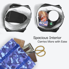 KÜRCHÉ Nature Bag Tote – Nautical Blue Camo Reusable Canvas Carryall