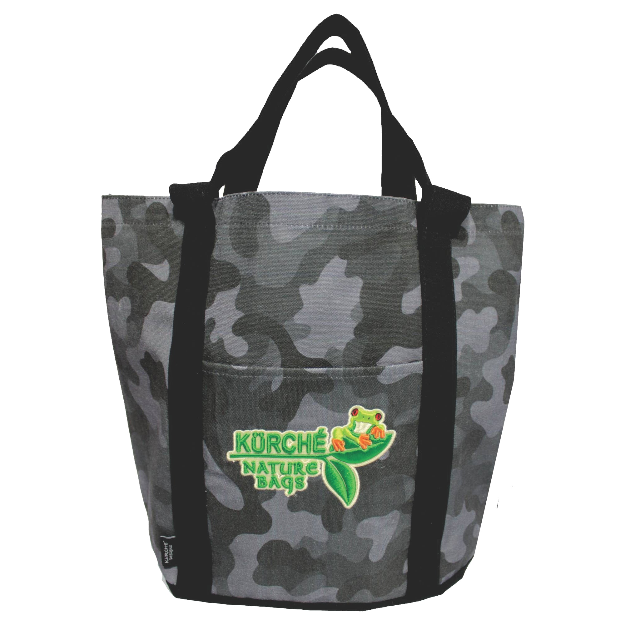 Midnight black camouflage KÜRCHÉ Nature Bags reusable canvas tote bag