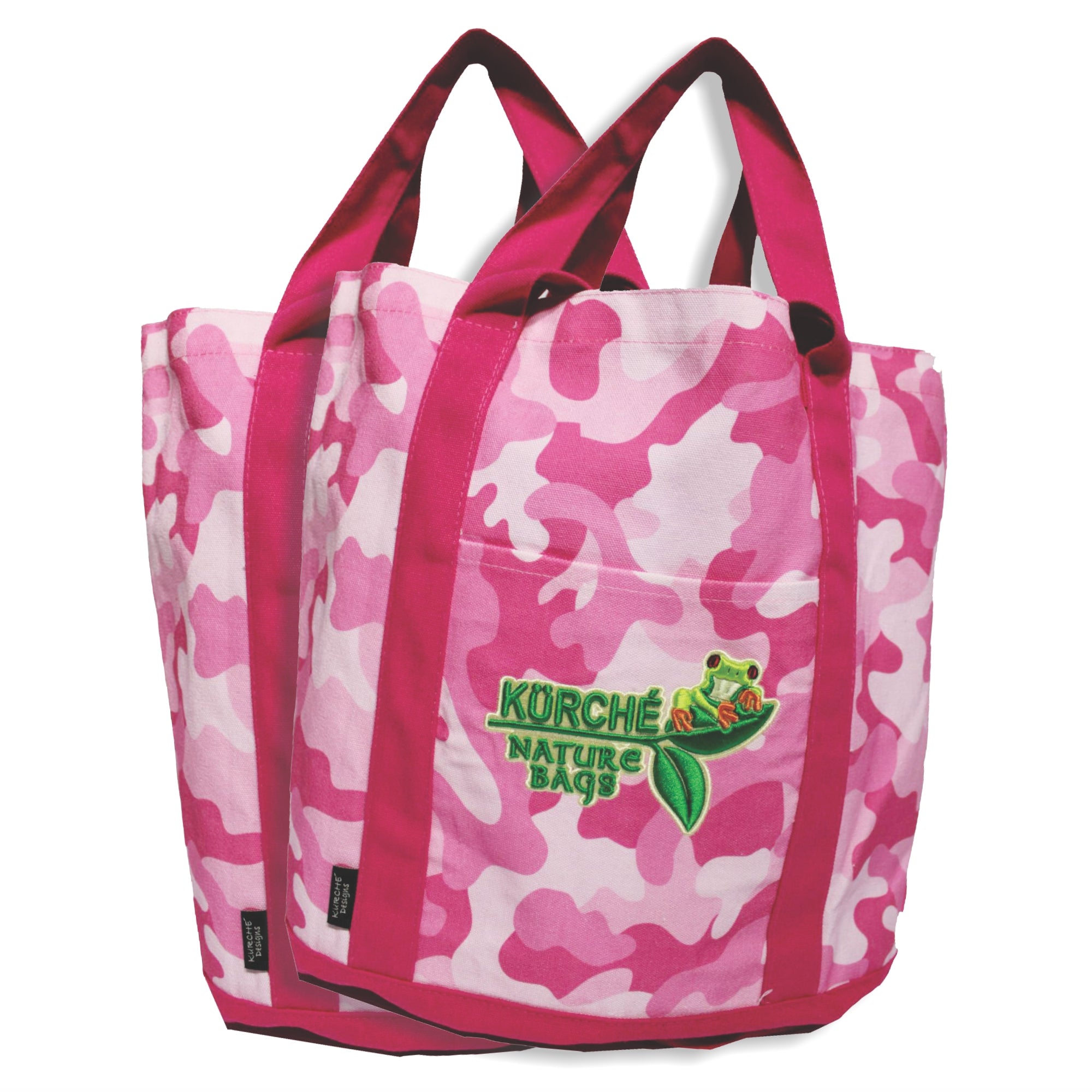 Flamingo pink camouflage KÜRCHÉ Nature Bags reusable canvas tote bag