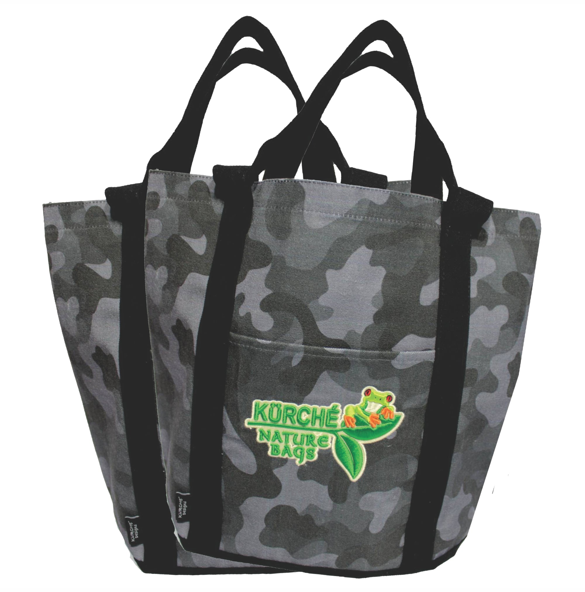 Midnight black camouflage KÜRCHÉ Nature Bags reusable canvas tote bag