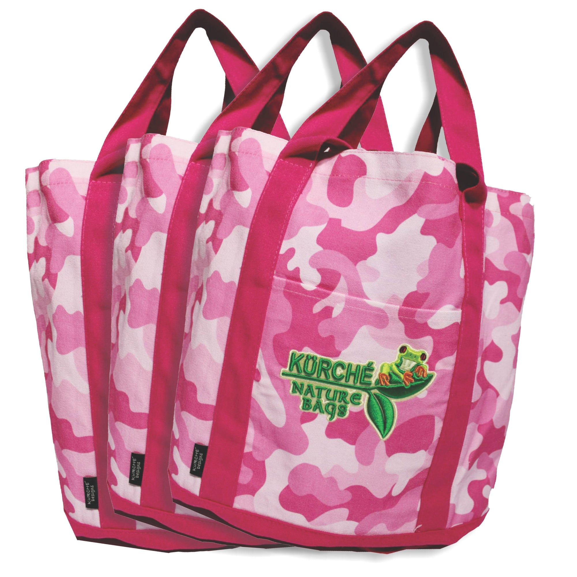 Flamingo pink camouflage KÜRCHÉ Nature Bags reusable canvas tote bag