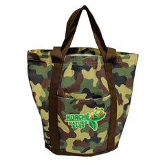 Kurche Nature Bags reusable canvas tote bag in Flamingo Pink Camo with front pocket and logo