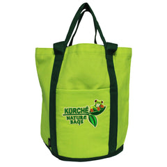 KÜRCHE Nature Bags Seagrass Green reusable canvas tote bag front view with pocket and reinforced straps
