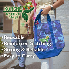 KÜRCHÉ Nature Bag Tote – Nautical Blue Camo Reusable Canvas Carryall