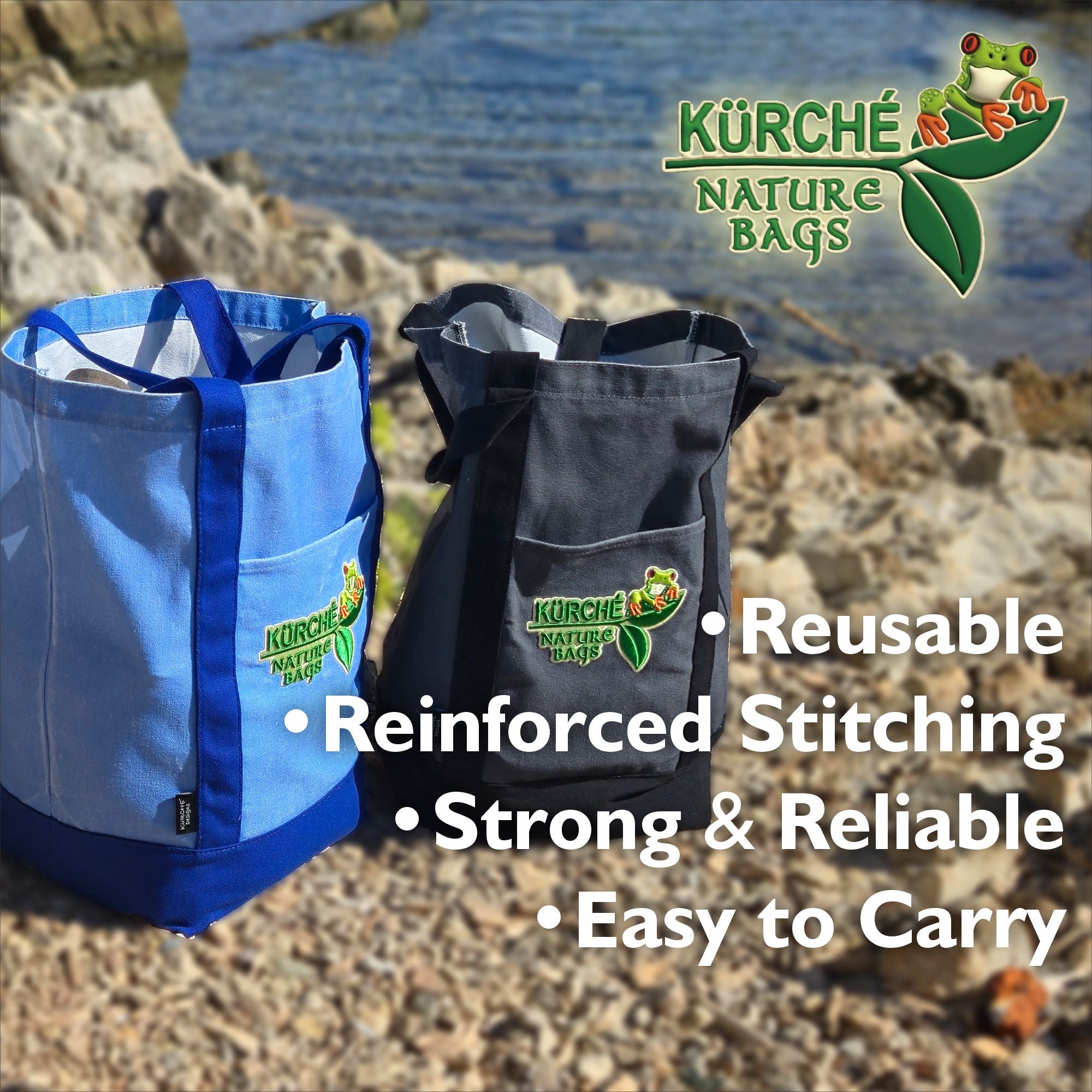 KÜRCHÉ Nature Bag Tote – Midnight Black Camo Reusable Canvas Carryall