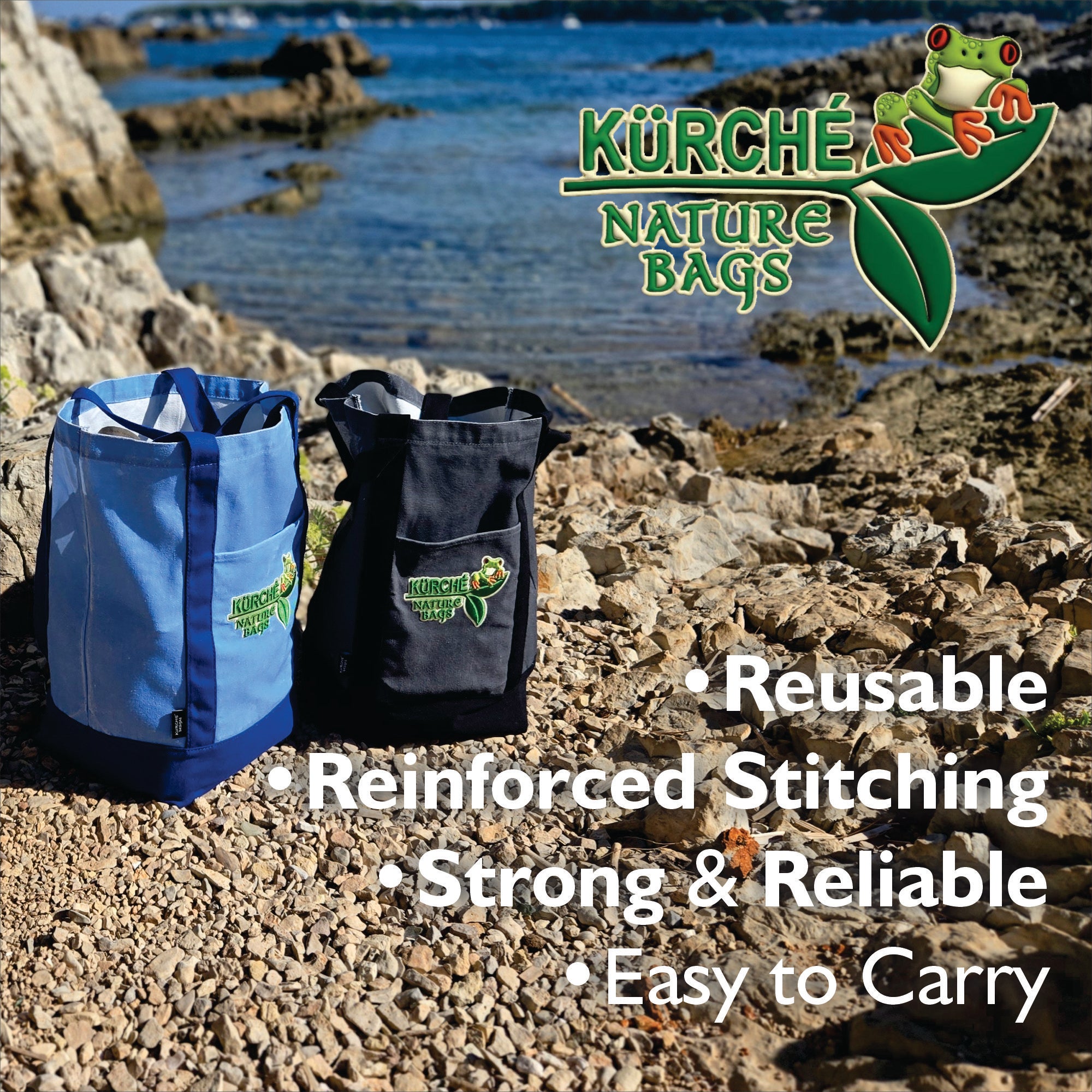 Kürché Nature Bags reusable tote bag in Midnight Black used for everyday shopping and carryall storage