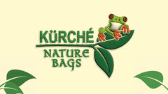Kurche Nature Bags logo cover image with a frog mascot sitting on a green leaf and the words Kurche Nature Bags on a light background.